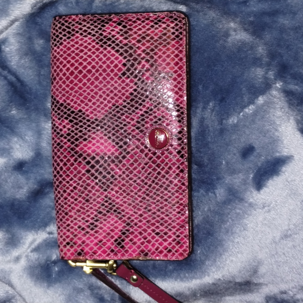 Pink Snake Skin Pattern Coach Wallet